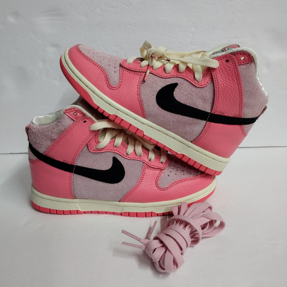 Nike Womens Dunk High Hoops Pack Pink/Pink/Black DX3359-600 Sz 6.5W 🔥